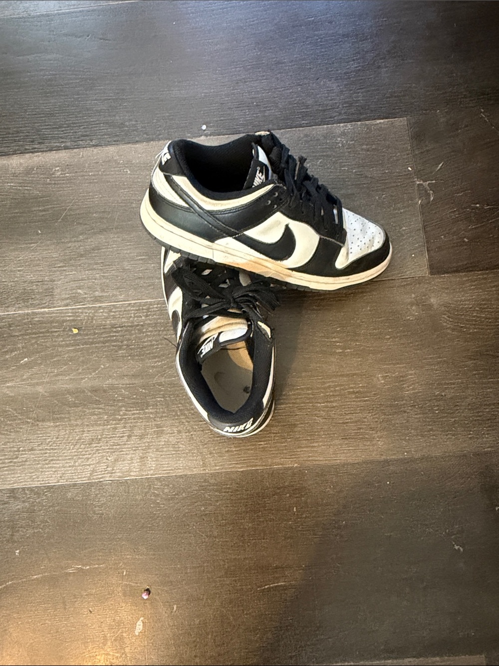 Nike Teen/Womens Black & White Low-Top Sneakers with Swoosh